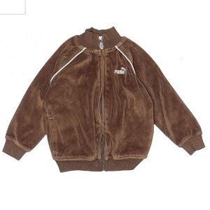 Vintage Y2K Puma Brown Velour Toddler Zip-Up Track Jacket 18M Warm Fall Winter